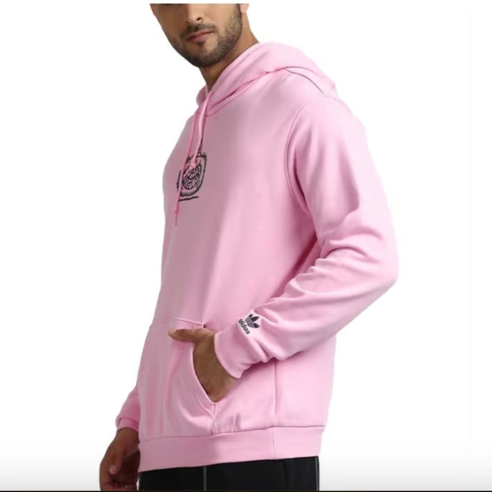Men's Adidas Originals Pink Logo Loose Fit Hoodie - Size XL - Picture 16 of 16